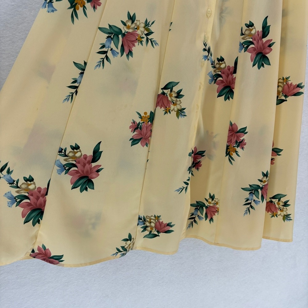 Rafaella Yellow Floral Button Skirt Cottagecore Vintage Romantic Midi size 8 - Picture 5 of 12
